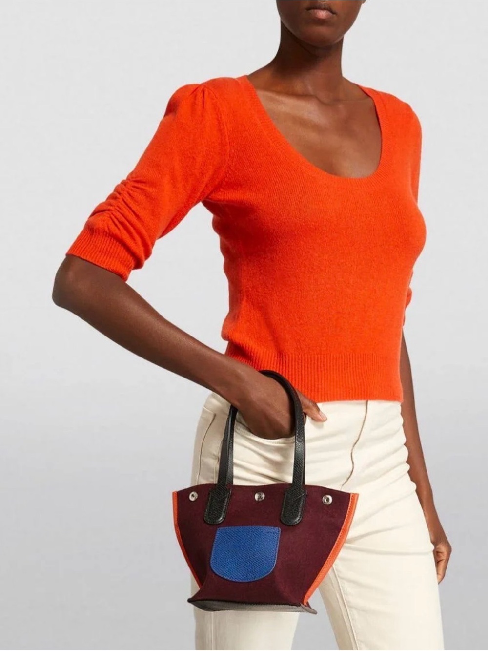Longchamp  Wool Essential Flanelle Top-Handle Bag Burgundy